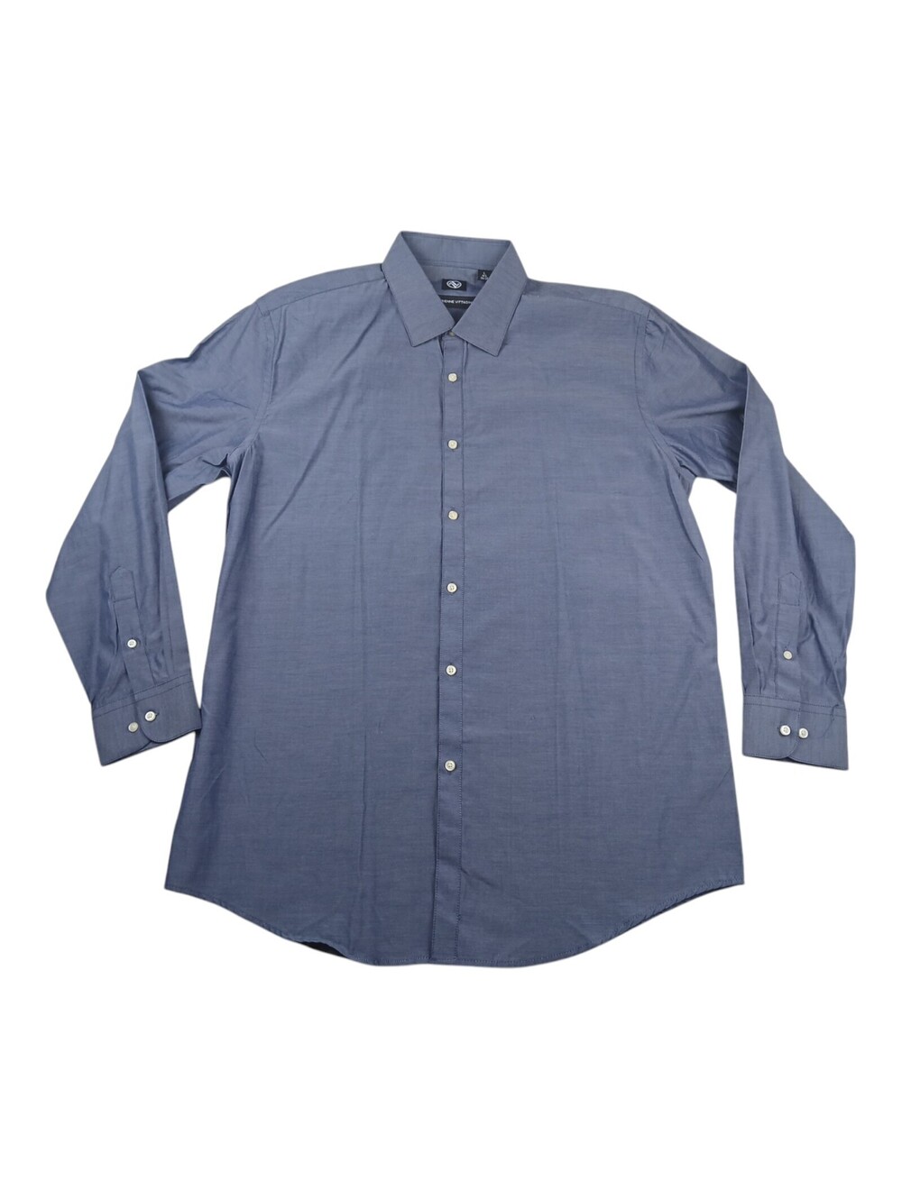 Adrienne Vittadini Men's Blue Button-Up Shirt Size 16.5 34/35 Long Sleeve